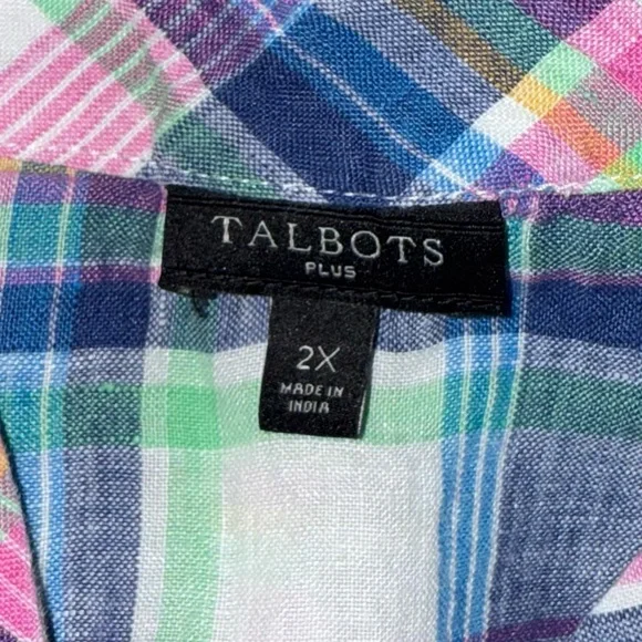 Talbots Multicolor Plaid Sleeveless Blouse - Picture 3 of 4